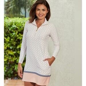Cabana Life Fisher Island Long Sleeve 1/4 Zip Sport Dress Size Medium